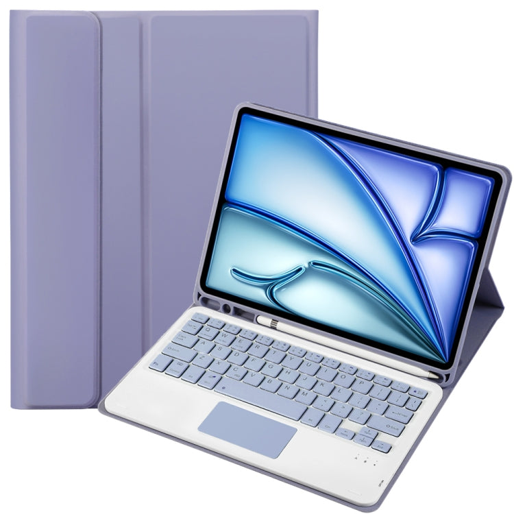 For iPad Air 11 2025 / 2024 / Air 5 10.9 / Air 4 A098B-A Detachable Ultra-Thin Bluetooth Touch Keyboard Leather Tablet Case with Pen Slot(Purple) - For iPad Air by PMC Jewellery | Online Shopping South Africa | PMC Jewellery | Buy Now Pay Later Mobicred