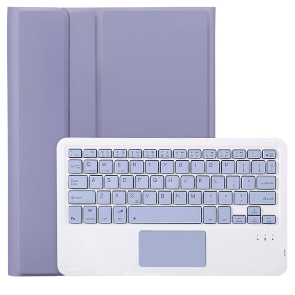 For iPad Air 11 2025 / 2024 / Air 5 10.9 / Air 4 A098B-A Detachable Ultra-Thin Bluetooth Touch Keyboard Leather Tablet Case with Pen Slot(Purple)
