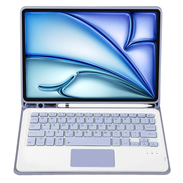 For iPad Air 11 2025 / 2024 / Air 5 10.9 / Air 4 A098B-A Detachable Ultra-Thin Bluetooth Touch Keyboard Leather Tablet Case with Pen Slot(Purple) - For iPad Air by PMC Jewellery | Online Shopping South Africa | PMC Jewellery | Buy Now Pay Later Mobicred