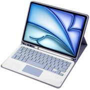 For iPad Air 11 2025 / 2024 / Air 5 10.9 / Air 4 A098B-A Detachable Ultra-Thin Bluetooth Touch Keyboard Leather Tablet Case with Pen Slot(Purple)