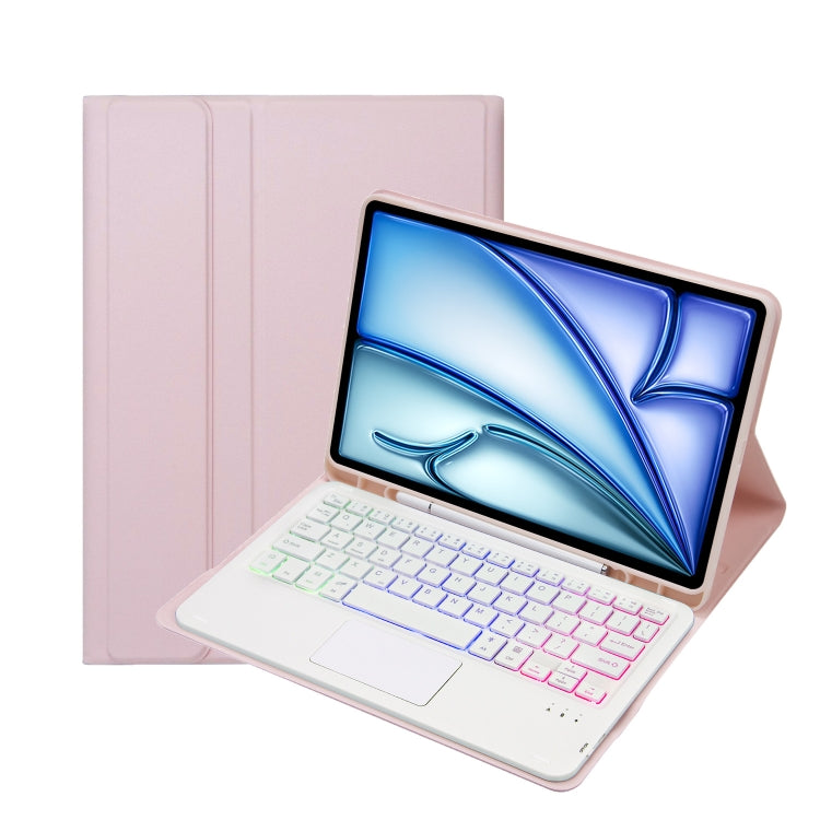For iPad Air 11 2025 / 2024 / Air 5 10.9 / Air 4 A098B-AS Detachable Ultra-Thin Backlit Bluetooth Touch Keyboard Leather Tablet Case with Pen Slot(Pink) - For iPad Air by PMC Jewellery | Online Shopping South Africa | PMC Jewellery | Buy Now Pay Later Mobicred