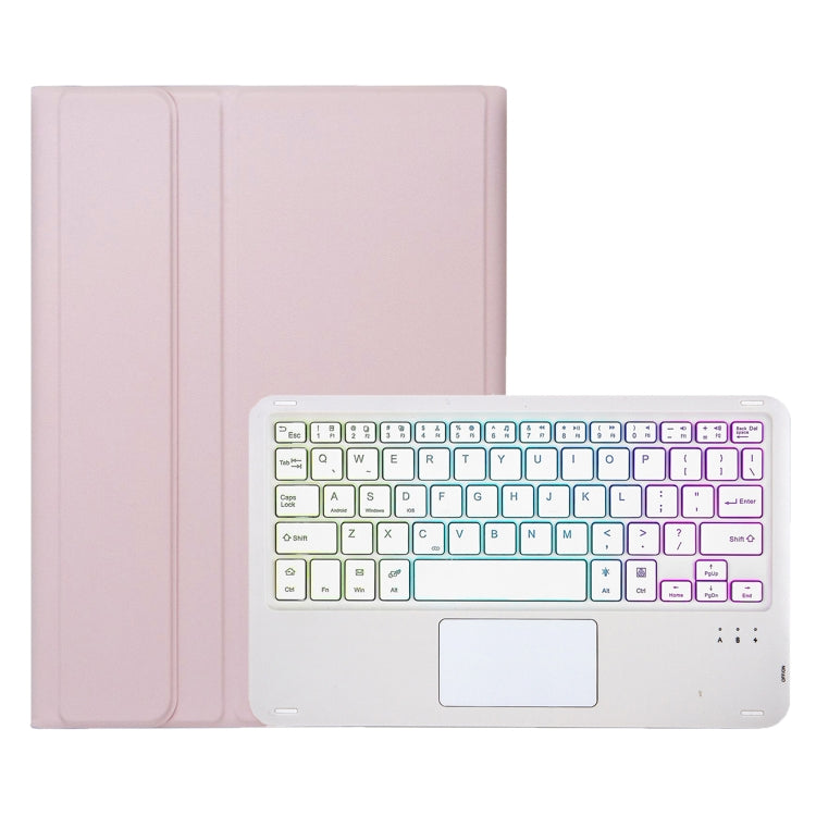 For iPad Air 11 2025 / 2024 / Air 5 10.9 / Air 4 A098B-AS Detachable Ultra-Thin Backlit Bluetooth Touch Keyboard Leather Tablet Case with Pen Slot(Pink) - For iPad Air by PMC Jewellery | Online Shopping South Africa | PMC Jewellery | Buy Now Pay Later Mobicred