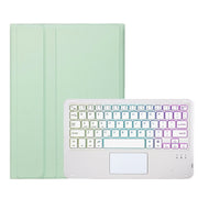 For iPad Air 11 2025 / 2024 / Air 5 10.9 / Air 4 A098B-AS Detachable Ultra-Thin Backlit Bluetooth Touch Keyboard Leather Tablet Case with Pen Slot(Light Green)