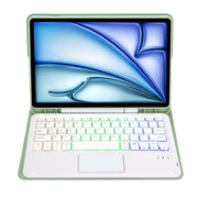 For iPad Air 11 2025 / 2024 / Air 5 10.9 / Air 4 A098B-AS Detachable Ultra-Thin Backlit Bluetooth Touch Keyboard Leather Tablet Case with Pen Slot(Light Green)
