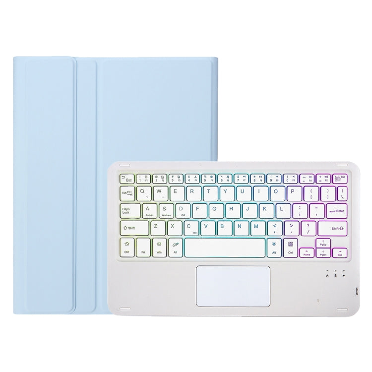 For iPad Air 11 2025 / 2024 / Air 5 10.9 / Air 4 A098B-AS Detachable Ultra-Thin Backlit Bluetooth Touch Keyboard Leather Tablet Case with Pen Slot(Light Blue) - For iPad Air by PMC Jewellery | Online Shopping South Africa | PMC Jewellery | Buy Now Pay Later Mobicred
