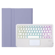 For iPad Air 11 2025 / 2024 / Air 5 10.9 / Air 4 A098B-AS Detachable Ultra-Thin Backlit Bluetooth Touch Keyboard Leather Tablet Case with Pen Slot(Purple)