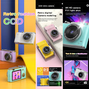 LK003 2.4 inch Dual-lens 4K HD CCD Camera Retro Kids Camera(White)