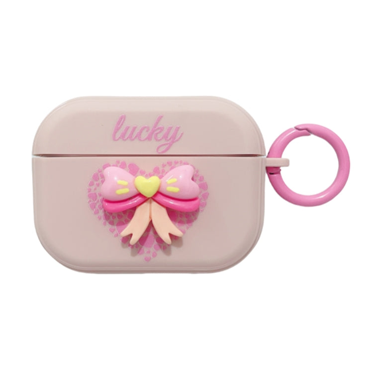 For AirPods Pro 2 3D Love Bowknot Bluetooth Earphone Protective Case(Pink)