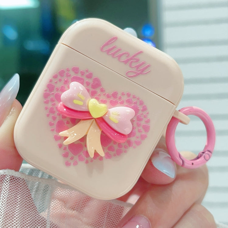 For AirPods 2 / 1 3D Love Bowknot Bluetooth Earphone Protective Case(Pink) - For AirPods 1/2 by PMC Jewellery | Online Shopping South Africa | PMC Jewellery | Buy Now Pay Later Mobicred