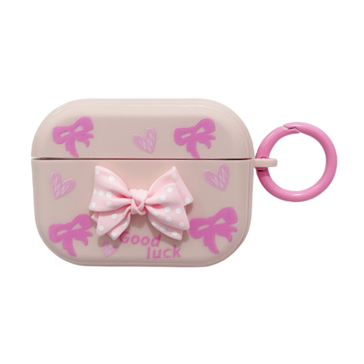 For AirPods Pro 3D Dot Bowknot Bluetooth Earphone Protective Case(Pink)