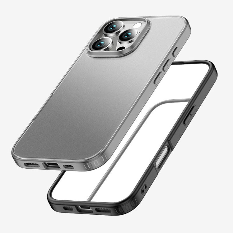 For iPhone 16 Pro Max Armor Clear TPU Hard PC Phone Case(Matte Black)