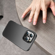 For iPhone 16 Pro Max Armor Clear TPU Hard PC Phone Case(Matte Black)