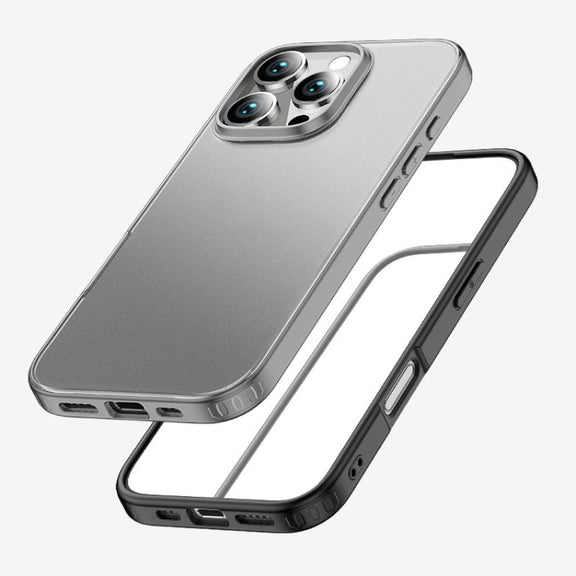 For iPhone 16 Pro Armor Clear TPU Hard PC Phone Case(Grey)