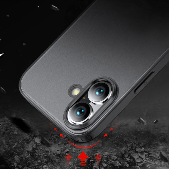 For iPhone 16 Plus Armor Clear TPU Hard PC Phone Case(Matte Black)
