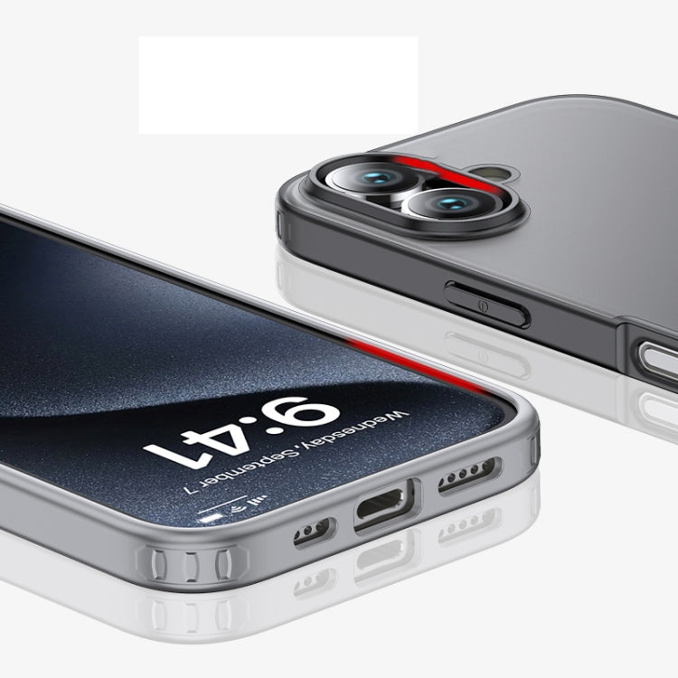 For iPhone 16 Armor Clear TPU Hard PC Phone Case(Matte Black) - iPhone 16 Cases by PMC TechLife | Online Shopping South Africa | PMC TechLife | Buy Now Pay Later Mobicred