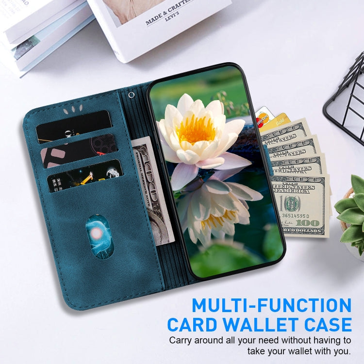 For Google Pixel 9 Pro Lotus Embossed Leather Phone Case(Dark Blue)