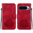 For Google Pixel 9 Pro Lotus Embossed Leather Phone Case(Red) - Google Cases by PMC TechLife | Online Shopping South Africa | PMC TechLife | Buy Now Pay Later Mobicred
