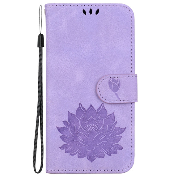 For Google Pixel 9 Pro Lotus Embossed Leather Phone Case(Purple)