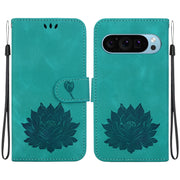 For Google Pixel 9 Lotus Embossed Leather Phone Case(Green)