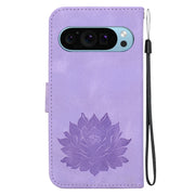 For Google Pixel 9 Lotus Embossed Leather Phone Case(Purple)