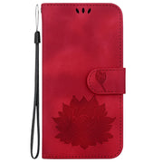 For Honor Magic6 Pro Lotus Embossed Leather Phone Case(Red)