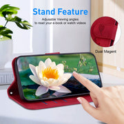 For Honor Magic6 Pro Lotus Embossed Leather Phone Case(Red)