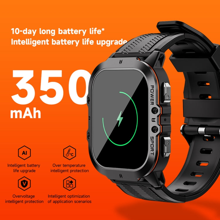 LEMFO C26 1.96 inch Sport Smart Watch, Support Bluetooth Call / Message Notification / Heart Rate / Blood Pressure Health Monitor(Orange)