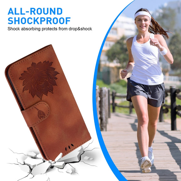 For Tecno Spark G0 2024 / Spark 20 Lotus Embossed Leather Phone Case(Brown)