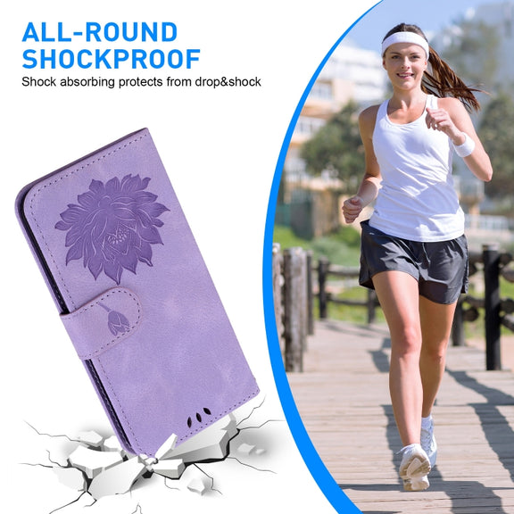 For Tecno Spark G0 2024 / Spark 20 Lotus Embossed Leather Phone Case(Purple)