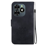 For Tecno Spark G0 2024 / Spark 20 Lotus Embossed Leather Phone Case(Black)
