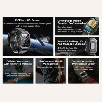 LEMFO C28 2.02 inch Sport Smart Watch, Support Bluetooth Call / Sleep / Blood Oxygen / Heart Rate / Blood Pressure Health Monitor(Black) - free shipping - PMC Jewellery - Order now!