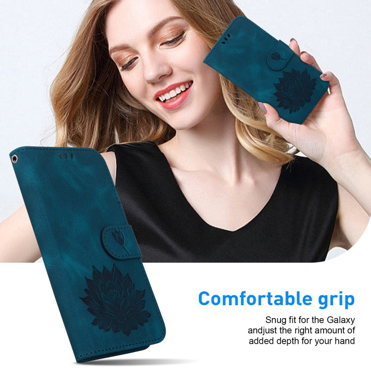 For Redmi K70 / K70 Pro Lotus Embossed Leather Phone Case(Dark Blue)