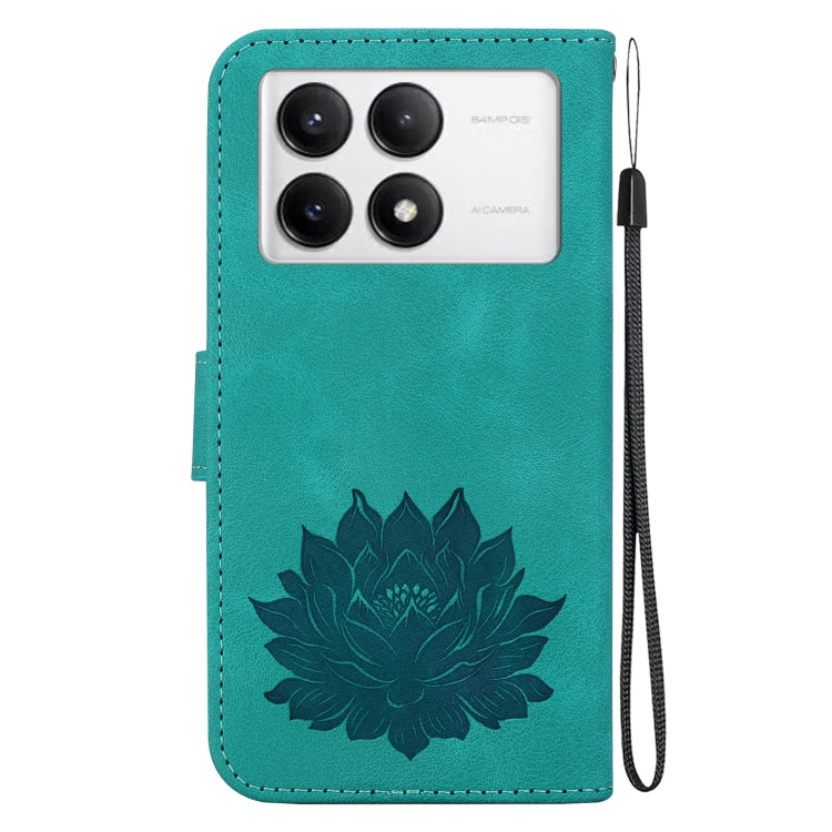 For Redmi K70 / K70 Pro Lotus Embossed Leather Phone Case(Green)