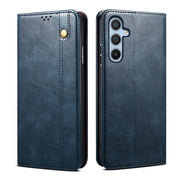 For Samsung Galaxy S25+ 5G Oil Wax Crazy Horse Texture Leather Phone Case(Blue)