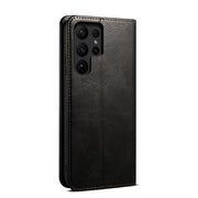 For Samsung Galaxy S25 Ultra 5G Oil Wax Crazy Horse Texture Leather Phone Case(Black)