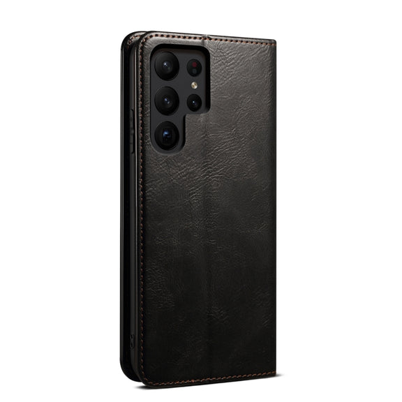 For Samsung Galaxy S25 Ultra 5G Oil Wax Crazy Horse Texture Leather Phone Case(Black)