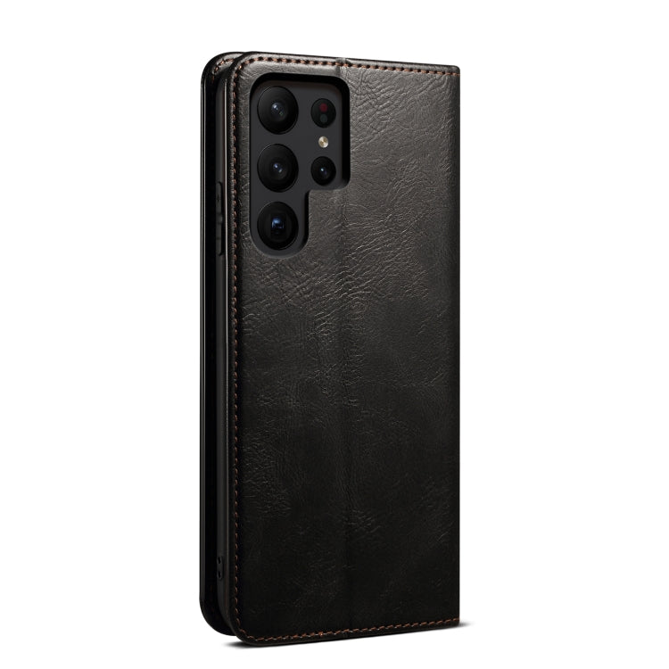 For Samsung Galaxy S25 Ultra 5G Oil Wax Crazy Horse Texture Leather Phone Case(Black)