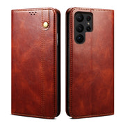 For Samsung Galaxy S25 Ultra 5G Oil Wax Crazy Horse Texture Leather Phone Case(Brown)