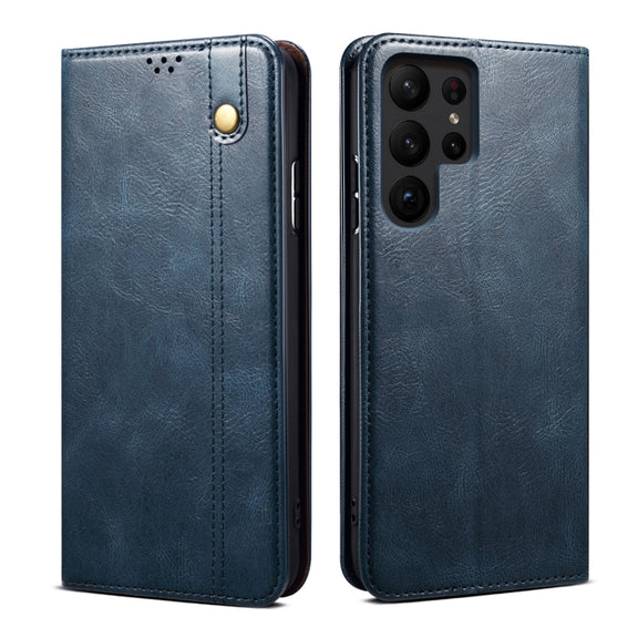 For Samsung Galaxy S25 Ultra 5G Oil Wax Crazy Horse Texture Leather Phone Case(Blue)