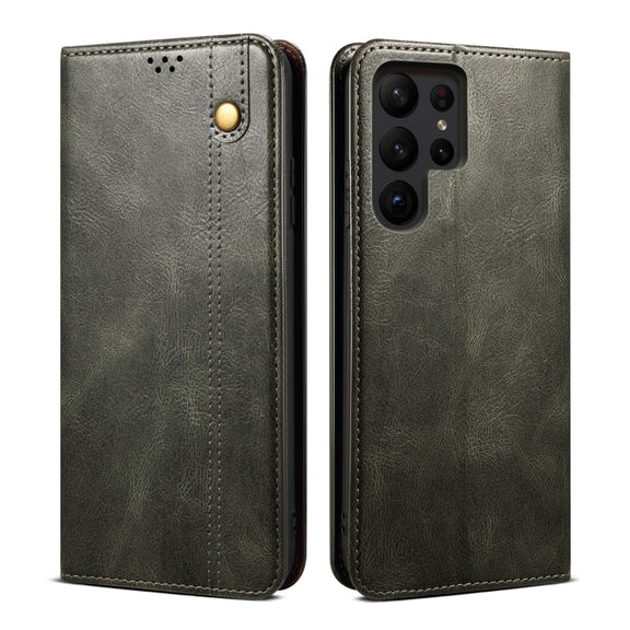 For Samsung Galaxy S25 Ultra 5G Oil Wax Crazy Horse Texture Leather Phone Case(Green)