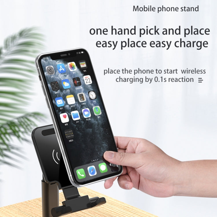 T6 2 in 1 Portable Folding Stand Wireless Charging, Style:Single Charge(Black)