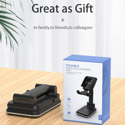 T6 2 in 1 Portable Folding Stand Wireless Charging, Style:Double Charge(Black)