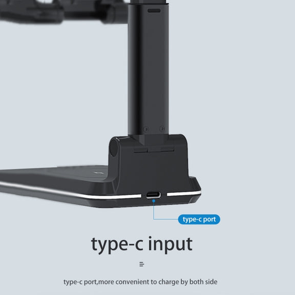 T6 2 in 1 Portable Folding Stand Wireless Charging, Style:Double Charge(Black)