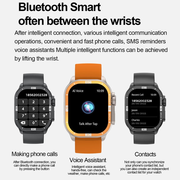 HK96S 2.06 inch BT5.3 IP68 Sport Smart Watch, Support Bluetooth Call / Sleep / Blood Oxygen / Heart Rate / Blood Pressure Health Monitor(Black)