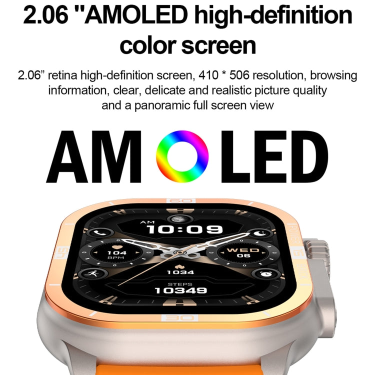 HK96S 2.06 inch BT5.3 IP68 Sport Smart Watch, Support Bluetooth Call / Sleep / Blood Oxygen / Heart Rate / Blood Pressure Health Monitor(Black)