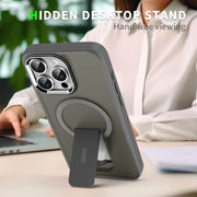 For iPhone 16 Plus Acrylic Hybrid TPU MagSafe Holder Phone Case(Black)