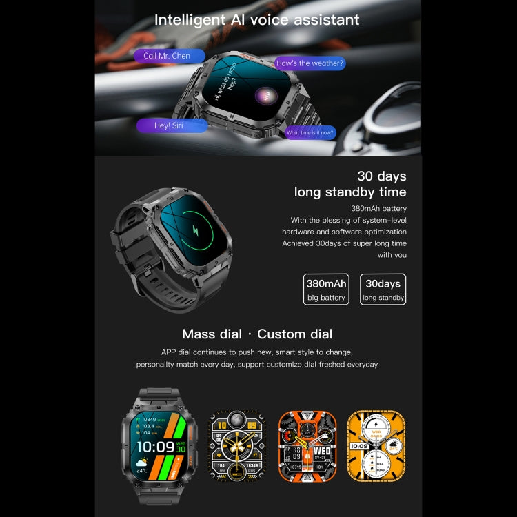 LEMFO K61 Pro 1.96 inch BT5.0 Sport Smart Watch, Support Bluetooth Call / Sleep / Blood Oxygen / Heart Rate / Blood Pressure Health Monitor(Orange) - free shipping - PMC TechLife - Order now!