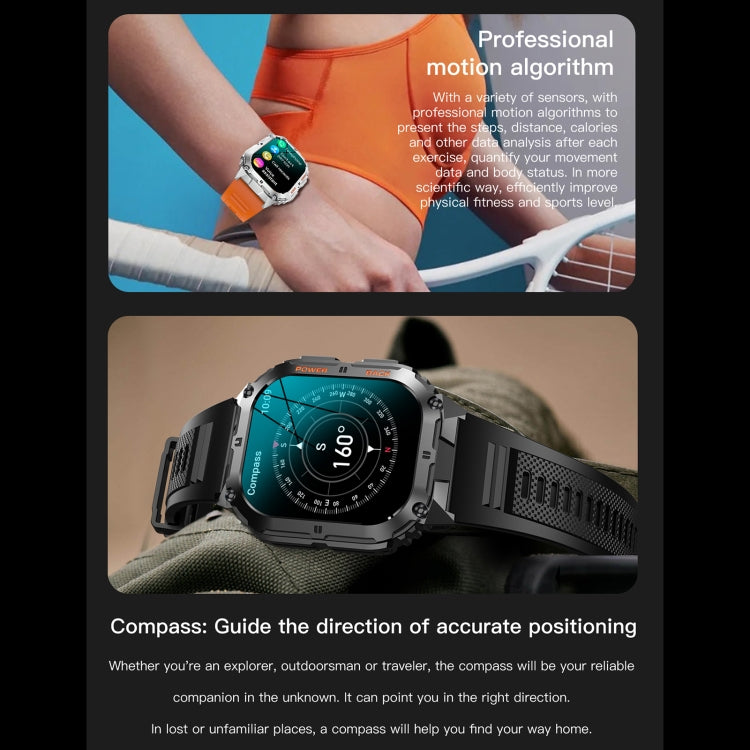 LEMFO K61 Pro 1.96 inch BT5.0 Sport Smart Watch, Support Bluetooth Call / Sleep / Blood Oxygen / Heart Rate / Blood Pressure Health Monitor(Black)