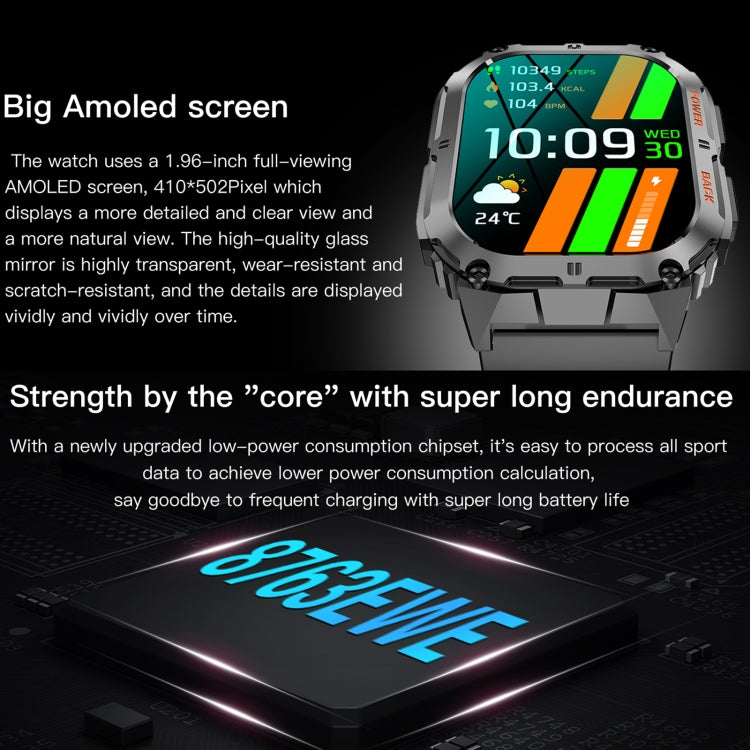 LEMFO K61 Pro 1.96 inch BT5.0 Sport Smart Watch, Support Bluetooth Call / Sleep / Blood Oxygen / Heart Rate / Blood Pressure Health Monitor(Black) - Smart Watches by LEMFO | Online Shopping South Africa | PMC TechLife | Buy Now Pay Later Mobicred