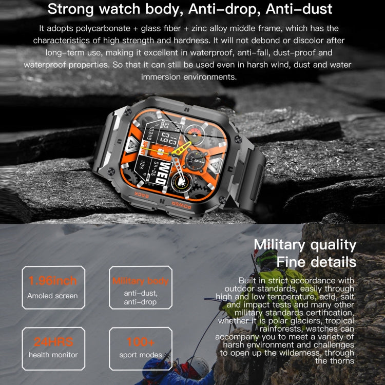 LEMFO K61 Pro 1.96 inch BT5.0 Sport Smart Watch, Support Bluetooth Call / Sleep / Blood Oxygen / Heart Rate / Blood Pressure Health Monitor(Black)